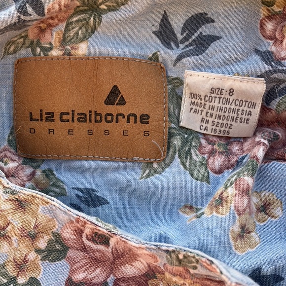 Vintage 80s 90s Floral Print Light Wash Denim Dress - Picture 6 of 6